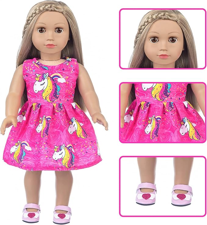 American 18 Inch Doll Accessories Stationery Set and Clothes Pink Unicorn Series for Kid's 18 Inch Doll