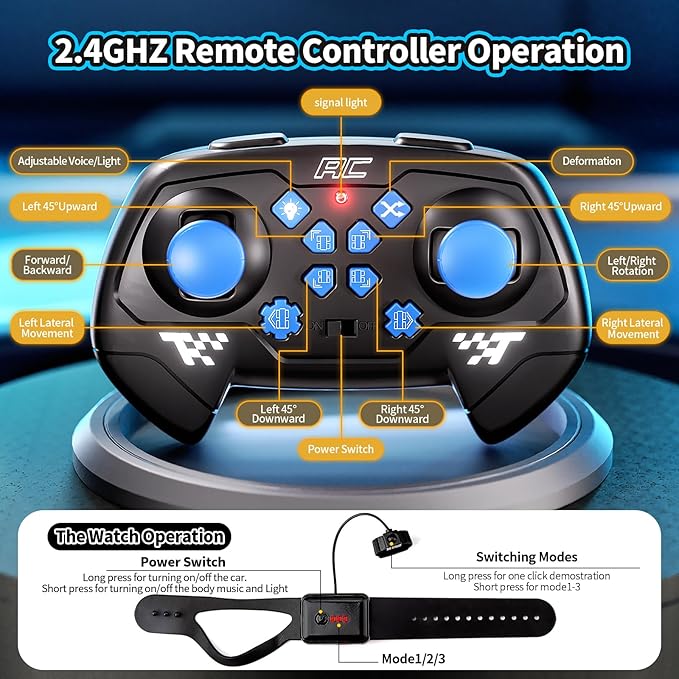 4WD Remote Control Car for Boys,2.4GHz Gesture Sensing Drift RC Cars,360°Flips Off-Road Hand Controlled RC Stunt Car with Lights Music,Toy Car Birthday Gifts for Boys Kids Age 6+ (Blue
