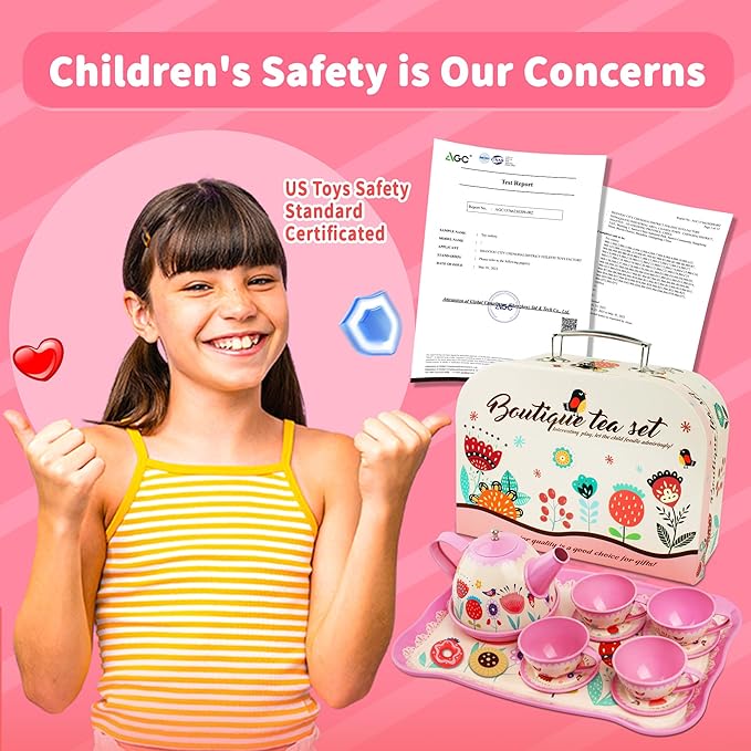 SMILESSKIDDO 46pcs Tea Party Set for Little Girls - Princess Tea Party Set,Kids Kitchen Pretend Play Toys - Toddler Tea Party Sets for Girls 3-5, Girls Tea Party Set Gift for 3 4 5 6 7 8 Girl(Garden)