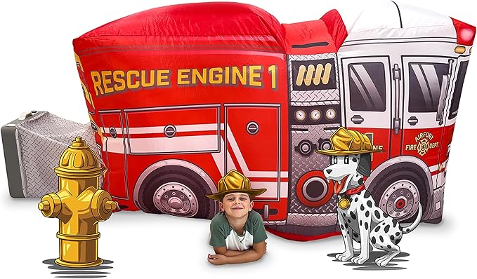 The Original Patented AirFort - Build A Fort in 30 Seconds, Inflatable Fort for Kids, Play Tent for 3-12 Years, A Playhouse Where Imagination Runs Wild, Fan not Included (Firetruck)