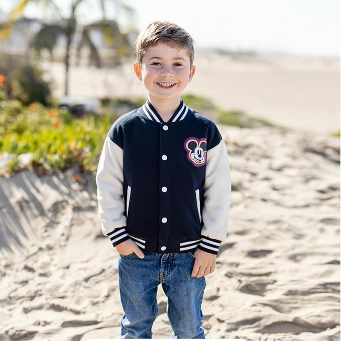 Disney Minnie Mickey Stitch Princess Frozen Elsa Marvel Jacket Lightweight Coat Button up Color Block Sweatshirt 2-14 Years