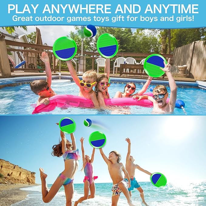 Outdoor Toys for Kids Age 3-5, 4-6, 4-8 - Outside Toss Game Set for 3 4 5 6 7 8 -12 Year Old Boys Girls, Catch Ball Toys for Pool, Beach, Yard- Toddlers Birthday Gifts Easter Basket Stuffers(8 Pack)
