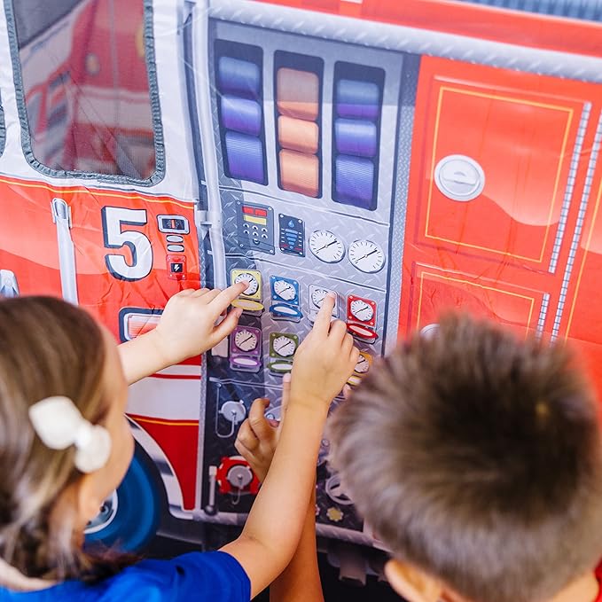 Melissa & Doug Fire Truck Play Tent Role Play Firefighter Tent, Fire Truck for Kids Ages 3+