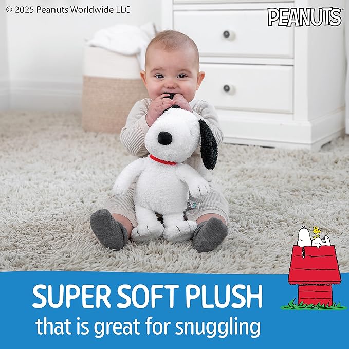 KIDS PREFERRED Peanuts Charlie Brown Snoopy Plush Cuteeze with Crinkle Feet, Extra Soft Stuffed Animal Toy for Baby Toddler Boys & Girls 12 Inch Size
