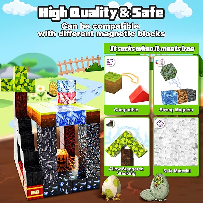 90pcs Magnet Building Blocks Montessori Stacking Toys for Toddlers ,Magnetic Tiles Building STEM Toys for Boys & Girl Kids Toddler Gift for 3+ Years Old