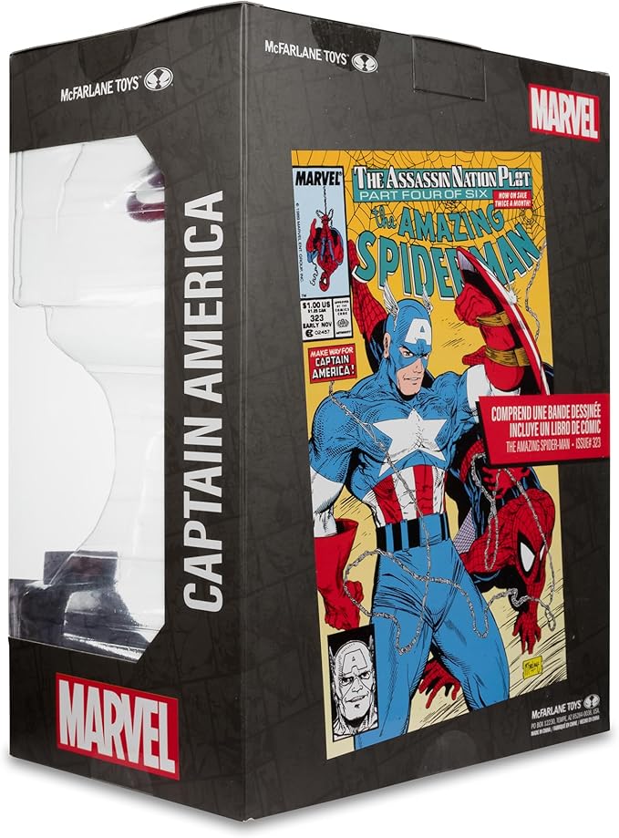 McFarlane Toys - Marvel Captain America 1:6th Scale Posed Figure with Scene & Comic (The Amazing Spider-Man #323)