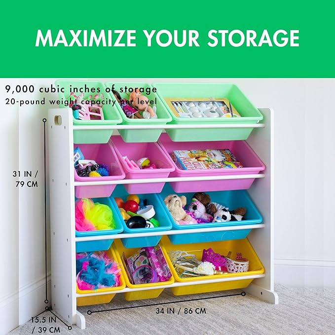 Humble Crew, White/Pastel Kids' Toy Storage Organizer