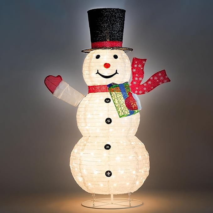 Joiedomi Snowman Christmas Outdoor Decoration, 150 LED Lighted Christmas Holiday Decorations, Collapsible Snowman Yard Lights Backyard Garden Lawn Xmas Decor, Red Scarf