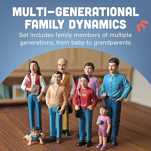 Creative Minds Marvel Education Hispanic Family Toy Figure Set for Kids Ages 3+, Set of 8 Inclusive and Diverse Dollhouse Toy Figurines, Multicolor