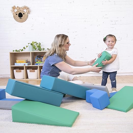 ECR4Kids SoftZone Soft Builder Blocks, Foam Shapes, Contemporary, 16-Piece