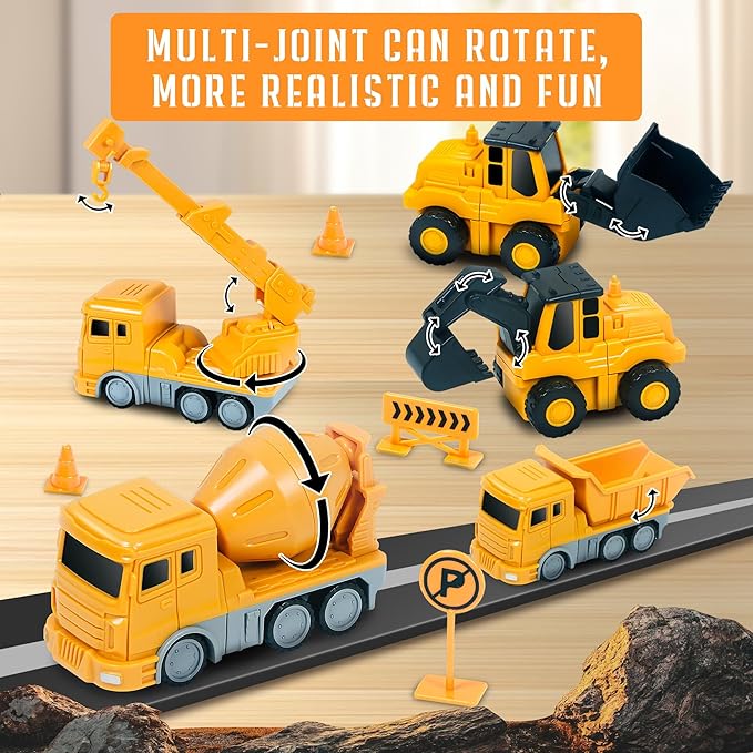 Magnetic Transform Engineering Car Assembled Toys with Storage Box, Transforming Robot Toy Construction Vehicle Toy Gift for Kids Age 3-5 4-8, Outdoor Toddler Activities Toys (35 Pcs)