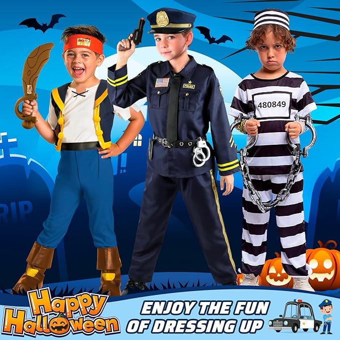 GIFTINBOX Police Costume for Kids With Accessories - Officer Costume for Boys Girls, Halloween Costumes