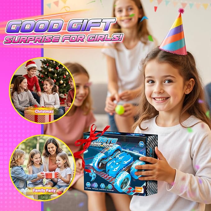 Remote Control Car, 4WD 2.4GHz Fast RC Cars with Wheel Lights, Toys for Age 3-12 Birthday Gifts Christmas Toys for 3-12 Year Olds, Type-C Charging Rechargeable