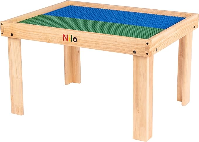 NILO Classic Blue Baseplate, 2-Pack 12"x32" Double-Sided, Large Building Plates for Building Bricks 100% Compatible with All Major Brands