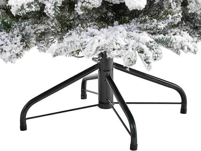 Nearly Natural 6ft. Flocked North Carolina Fir Artificial Christmas Tree with 450 Warm White Lights and 1560 Bendable Branches