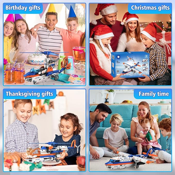 5-in-1 Remote Control STEM Airplane Building Kit – Eco-Friendly Rechargeable, App & Remote Controllable Ground-Walking Models, City-Themed Gift for Kids 6+ (325 PCS)