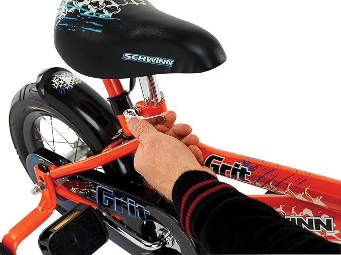 Schwinn Grit and Petunia Push Steer and Ride Kids Bike, For Boys & Girls Ages 2-4 Year Old, Rider Height 28-38 Inch,12-Inch Wheels, Training Wheels, Detachable Push Handle with Water Bottle & Holder