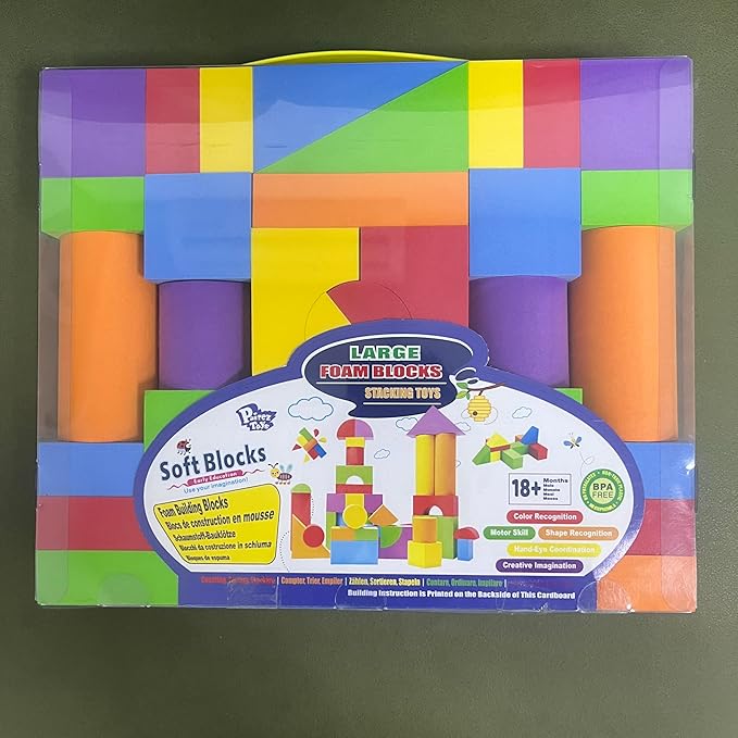 Large Building Blocks for Toddlers 2-3, Big Foam Building Blocks, Baby Bath Toys, Soft Stacking Blocks Set, Montessori & Sensory Learning Toys for 18+ Month Old Boys & Girls (36PCS)