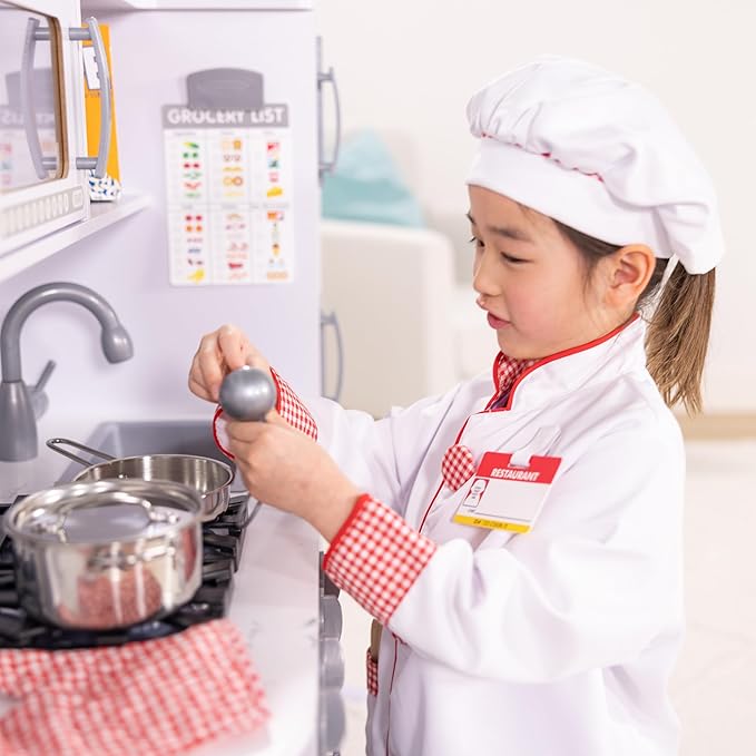 Melissa & Doug Chef Role Play Costume Dress -Up Set With Realistic Accessories Pretend Chef Outfit, Costume For Kids, Toddlers, Ages 3+