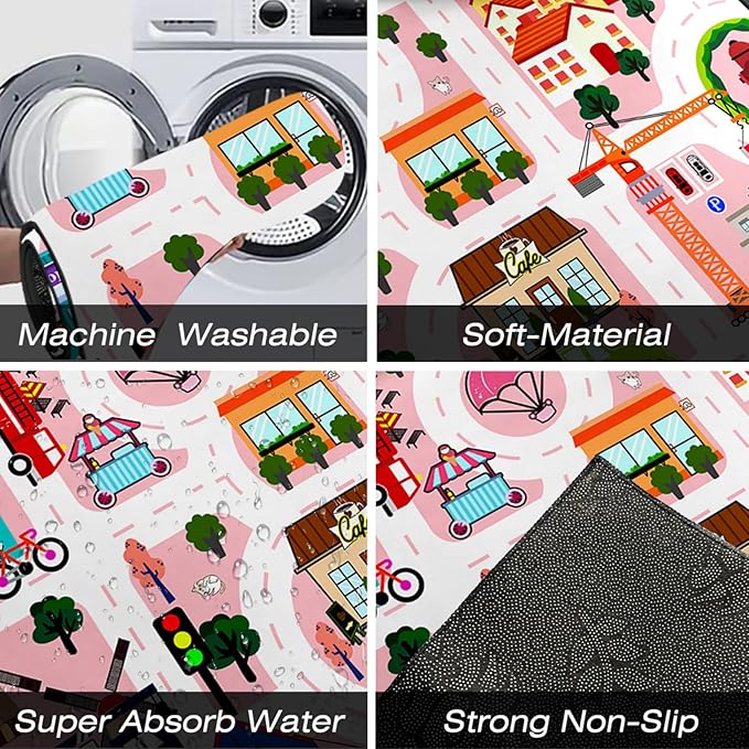 Kids Carpet City Play Mat - Cars Rugs for Boys Room Road Rug for Kids Car Track Rug for Bedroom Car Mat for Kids Toy Cars, 5x7 Feet