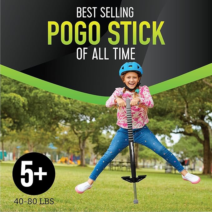 Flybar Maverick Pogo Stick for Kids Ages 5+, 40 to 80 Pounds, Perfect for Beginners, Easy Grip Handles, Anti-Slip Pegs, Outdoor Toys for Boys and Girls
