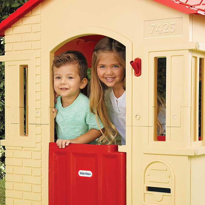 Little Tikes Cape Cottage Playhouse with Working Door, Windows, and Shutters - Tan, Toddlers Ages 2+ Years
