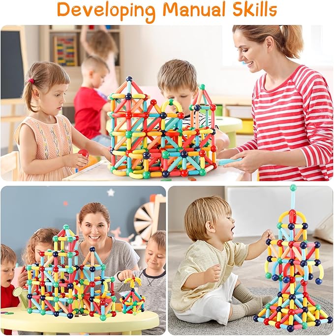 Magnetic Building Blocks Montessori Magnet Toys for Toddlers Kids, Preschool Learning STEM Sensory Toys for 3 Year Old Boys & Girls Gifts-Starter Set