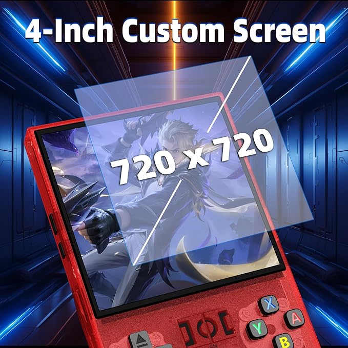 2025 New R36MAX Retro Handheld Game Console, 4.0 Inch IPS Screen Retro Gaming Console, 18000+ Classic Games, Linux System, 4000mAh Battery Portable Pocket Mini Arcade, Built-in 64G, Red