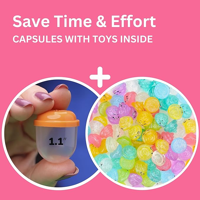 Unicorn Mini Toys in Capsules - 100 Pcs of 1.1 Inch Acorn Capsules and Unicorn Toy Poop for Kids - Plastic Capsules for Toys Bulk – Mini Unicorn Poop Toys - Poop Emoji - Vending Machine Refill