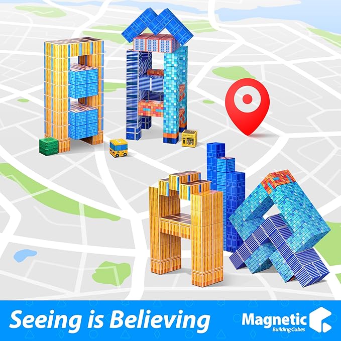 Magnetic Blocks, Modern City Edtion, Magnetic Building Cubes Boys & Girls Toys Age 3-5 4-8 5-7 Sensory Gift for Kids,Magnets Cubes,Upgraded STEM Gift, 1.2 Inches,