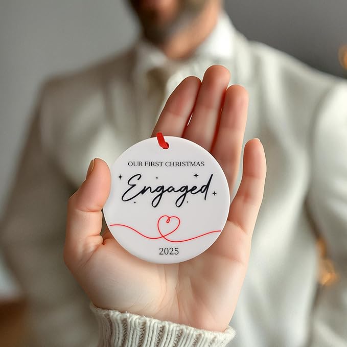 Our First Christmas Engaged Ornament 3 Inch, Engagement Christmas Ornament, Engaged Christmas Ornament 2025, She Said Yes Xmas Decor, Gifts for Couples