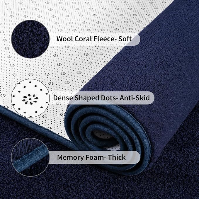 FlyDOIT Area Rugs for Bedroom Living Room, 6x9 Navy Blue Super Soft Comfy Thickened Memory-Foam Indoor Carpets, Modern Aesthetic Minimalist Carpet for Boys Girls Adults Apartment Nursery Home Décor