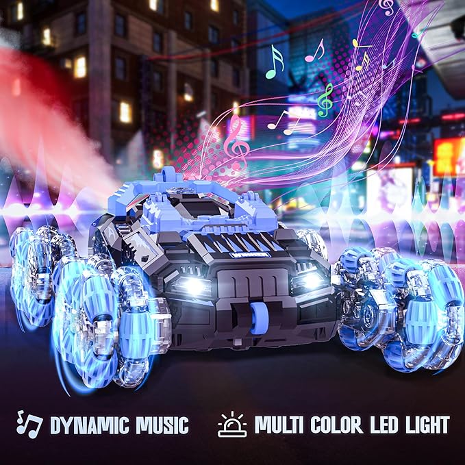 8WD Gesture Sensing Stunt Rc Cars - 2.4Ghz Hand Controlled Drift Car with Spray, Light & Sound, 360° Rotation Transform Climbing Car Toy for Ages 8-13 Boys Girls, Birthday Gifts Ideas for Kids