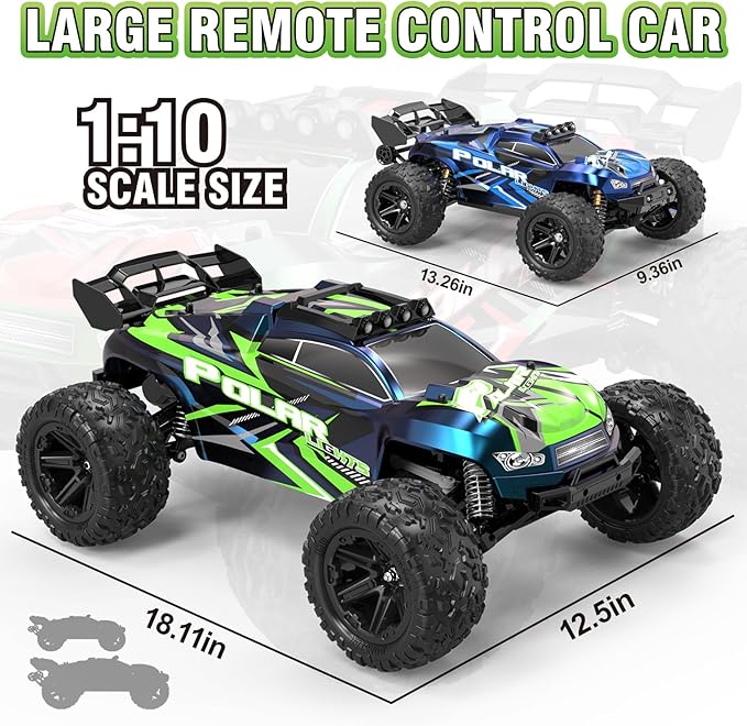 1:10 Big Rc Cars 18-Inch,Fast Remote Control Car Trucks,45+KM/H RC Off-Road Electric Truck, Includes 2 Rechargeable 2600mAh Batteries, Rc Cars for Adults & Boys