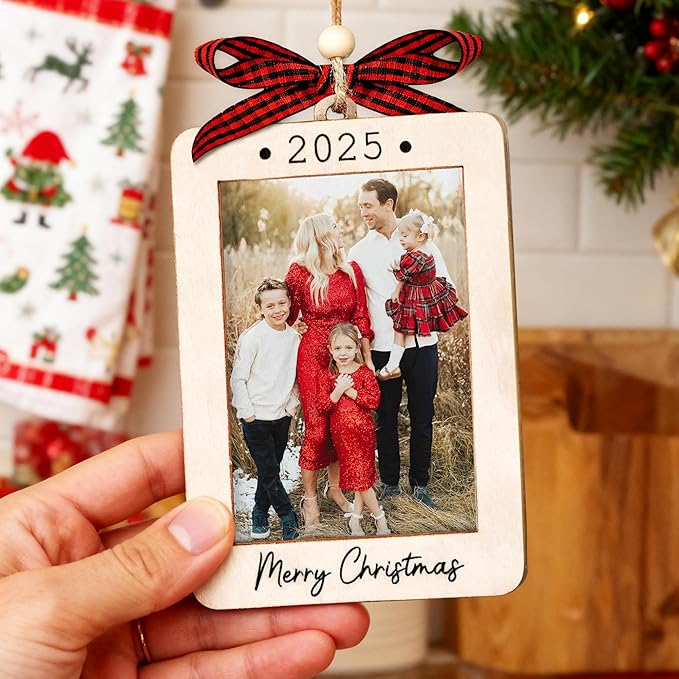 2025 Christmas Ornament Picture Frame - Family Photo Frame Ornaments - Picture Frame Ornament For Tree - Merry Christmas Ornaments With Picture Insert - Christmas Gift For Family, Friends
