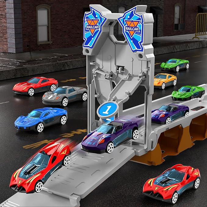 78-Inch Cars Trucks Toys for Toddler 1-3 2-4 3-5 4-7 Years Old Boys Kids, Transport Truck Toys with 24 Pcs Die-Cast Cars, Toys Gifts for 3 4 5 6 Year Old Boys, Toddler Boy Toys Ages 3-5 4-7
