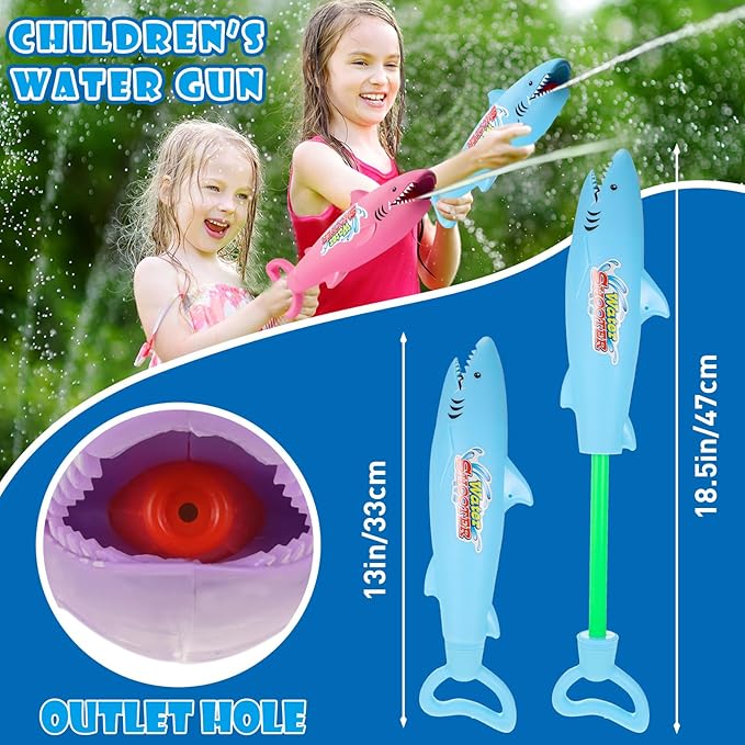 Jexine 3 Pcs Water Guns for Kids Shark Water Toy Guns 30 ft Range Pool Squirt Toy Water Guns for Boys Girls Summer Swimming Beach Outdoor Games Pool Party Favors