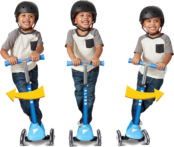 Kids Scooter, Toddler Scooter, Flyer Glider Jr. with Light Up Wheels, Blue, Radio Flyer Ride On Toys for Kids 2-5 Years Old, for Outdoor Riding