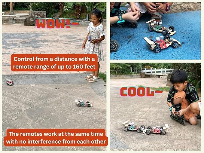 Wooden Wireless Remote Control F1 Racing Car Science Kit to Build (Red), STEM Project for Kids Aged 9 10 11 12 13, Science Building Kit Gift for Boys and Girls