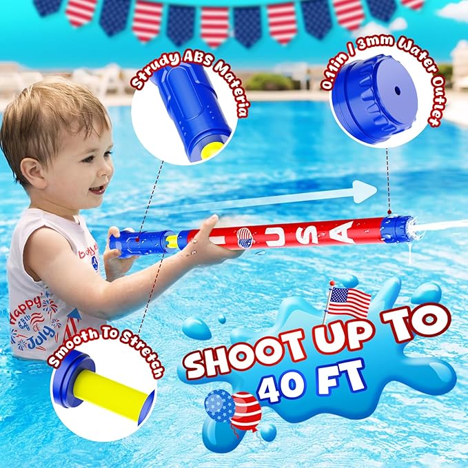 Water Gun Squirt Toys for Kids Adults: Outdoor 4th of July Pool Toys for Kids Age 3-4-5-8-12 Bulk - Fun Super Blaster Water Guns for Swimming Beach Summer Outside Party Games(5 Pack)