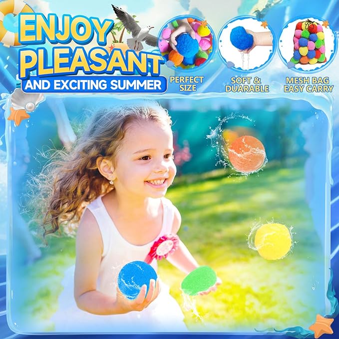 90 Pcs Reusable Water Balls, Reusable Water Balloons for Outdoor Toys and Games, Water Toys for Kids and Adults Boys and Girls - Water Balloon for Pool and Backyard Fun (90 Pcs)