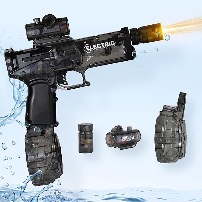 Electric Water Gun for Kids Ages 8-12-Automatic Water Gun-Super Soaker with Automatic High Power,Beach Toys for Summer Outdoor Fun,Perfect Pool and Water Guns Play (Black)
