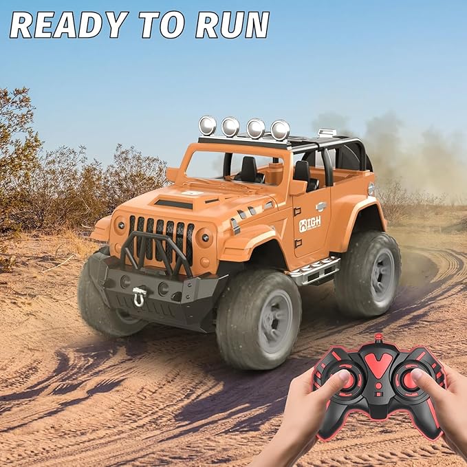 Remote Control Car for Kids - 2.4GHz Fast RC Car with LED Lights, 1:18 Scale Offroad Buggy, 20 KM/H Speed, 35-Min Playtime, Rechargeable Battery, Gift for Boys & Girls Ages 6-12