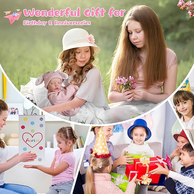 Lifelike Reborn Baby Dolls - 18-Inch Sweet Smile Real Life Realistic-Newborn Sleeping Baby Girl with Toy Accessories Gift Set for Kids Age 3+