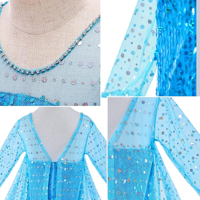 Luxury Princess Dress Costumes with Shining Long Cape Girls Birthday Party