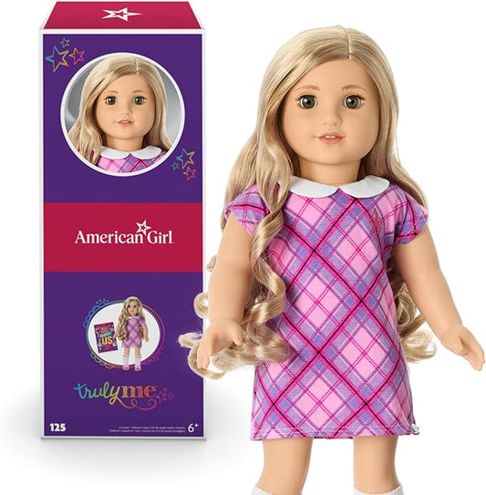 American Girl Truly Me 18-inch Doll #125 with Hazel Eyes, Curly Blonde Hair, Light Skin w/Warm Olive Undertones, for Ages 6+