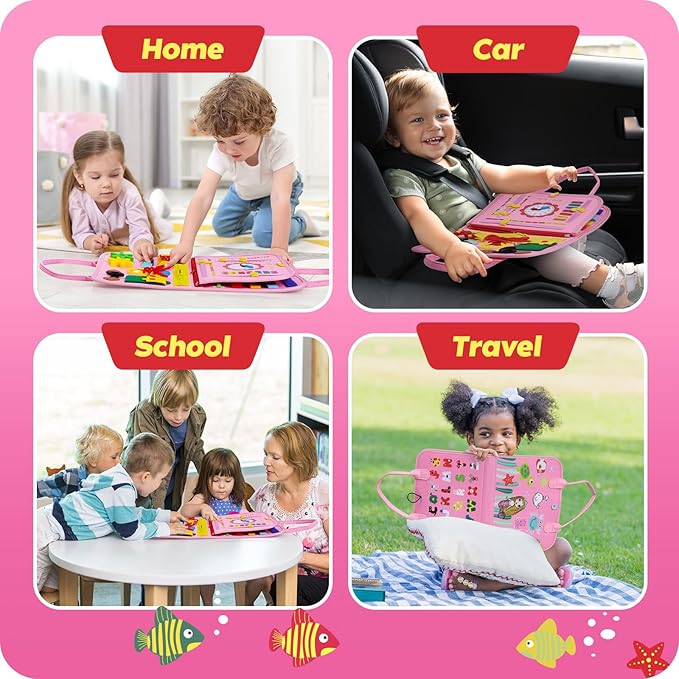 INKLAB Busy Board for Toddlers 1-3, Toddler Montessori Toys Age 3, Learning Toys for Toddlers 1 2 3 Years, Busy Board for 1 Year Old