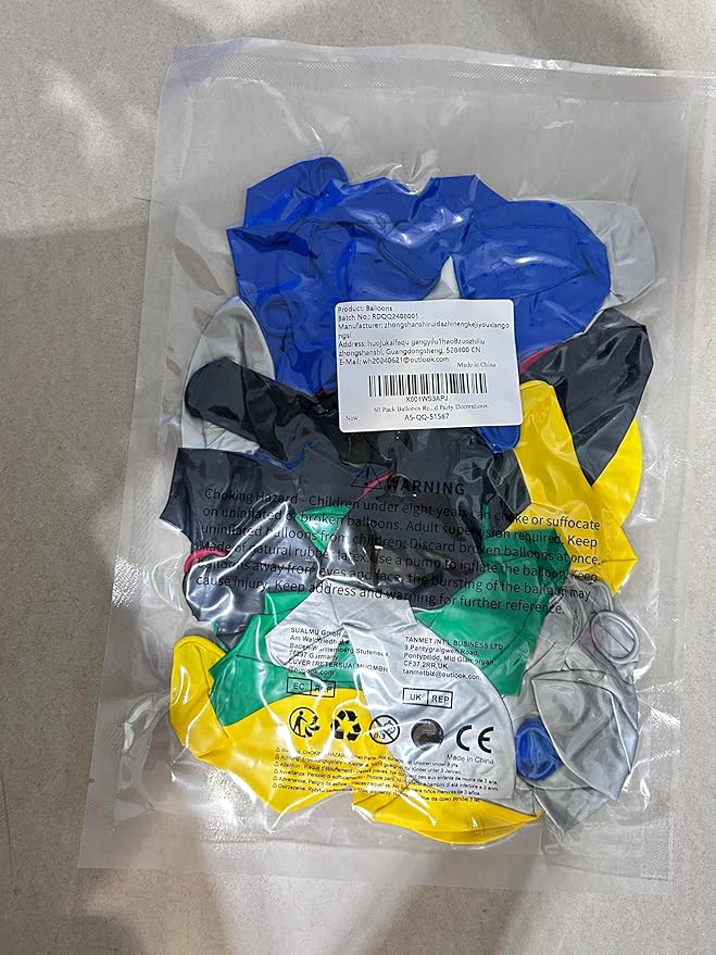 60 Pack Balloons Red Yellow Green Blue Black Party Balloons with Metallic Silver Helium Balloon, Rainbow Colorful Latex Balloons Set for Kids Birthday Carnival Themed Decorations