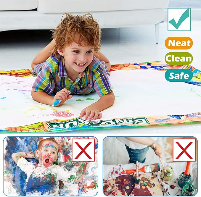 Jasonwell Aqua Water Doodle Mat 60x40 Inches Large Magic Drawing Doodling Mat Coloring Mat Educational Toys Christmas Birthday Gifts for Kids Toddler Boys Girls Age 2 3 4 5 6 7 8 Year Old (Dinosaur)