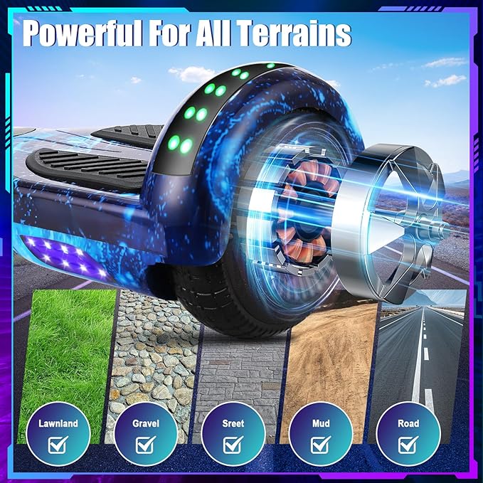 Self Balancing Scooters with Bluetooth & Corlorful LED Lights, Gifts for Kids & Adults & Girls & Boys, for All Ages